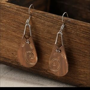 NEW Cat Teardrop Spiral Earrings